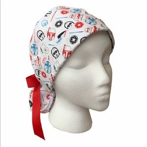 Anesthesia scrub cap, nursing scrub hat women’s ponytail style with elastic ppe
